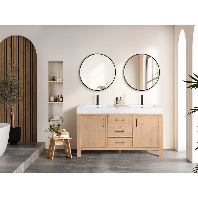 Leon 60 in. Double Bathroom Vanity with Composite Stone Top