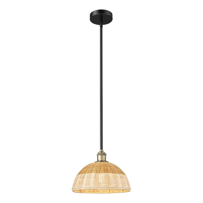 Innovations Lighting Endless Possibilities Edison - Bristol Natural II - 1 Light 12" Stem Hung Mini Pendant - Black Antique Brass/Natural