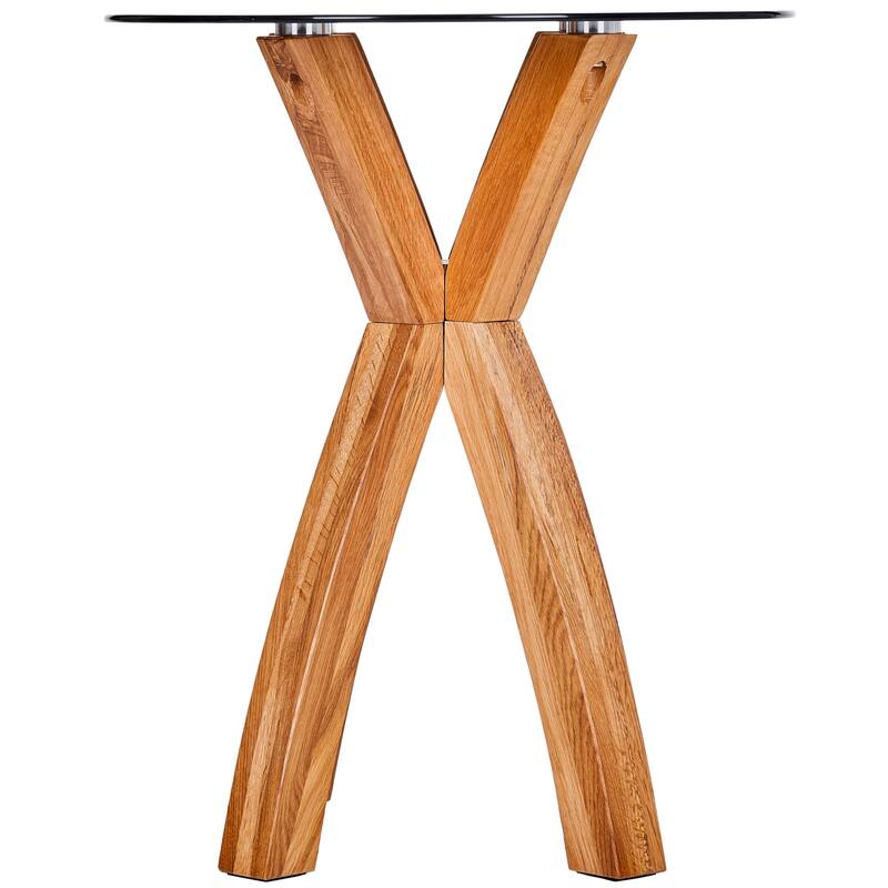 Modern Nesting Table Glass End Table with Criss Cross Base 24" Round