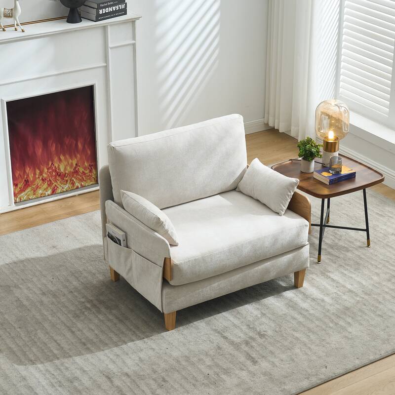 Foldable Sofa Bed Recliner, 3-In-1 Convertible Sleeper, Suitable For Small Spaces, With Three Pillows - Beige