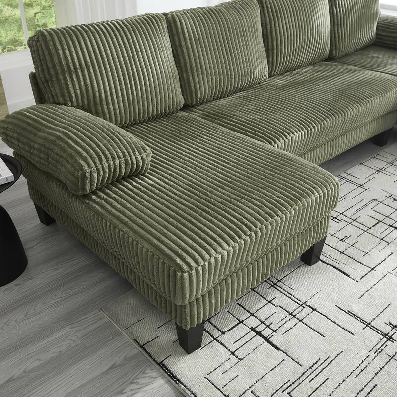 U-Shaped Modular Sectional Sofa with Double Chaise Lounge, Convertible Deep Seat Sleeper Sofa, Velvet Upholstered 4 Seater Sofa