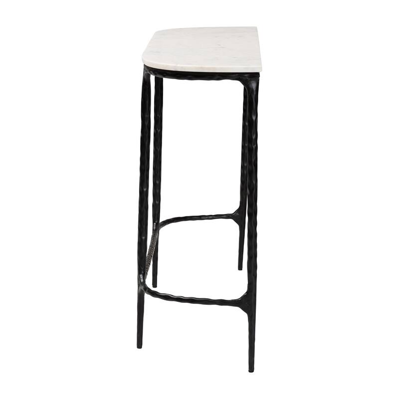 Edsel Marble Console Table - Modern Rustic Accent Table with Hand-Forged Metal Frame for Living Room or Entryway