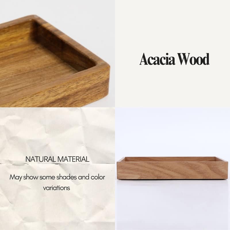 Acacia Wood Bathroom Accessory Set Collection