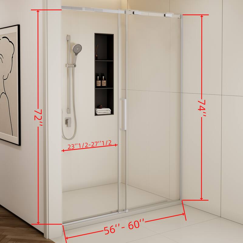Semi-Frame Single Sliding Shower Door - Silver