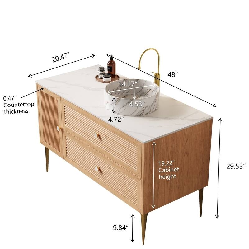Freestanding Bathroom Vanity with Round Ceramic Basin