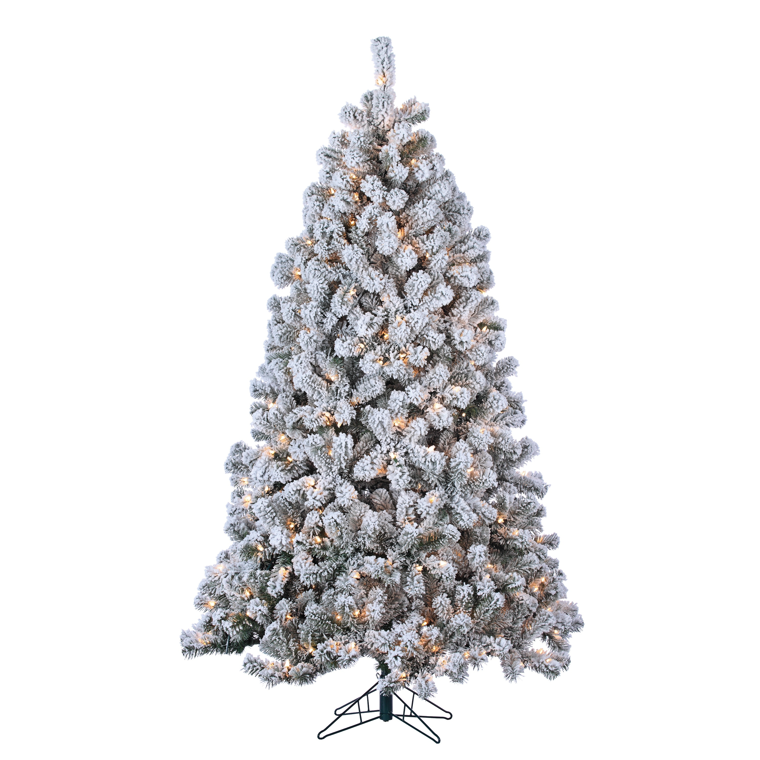 7 Foot Pre Lit Flocked Montana Pine with 500 Clear Lights