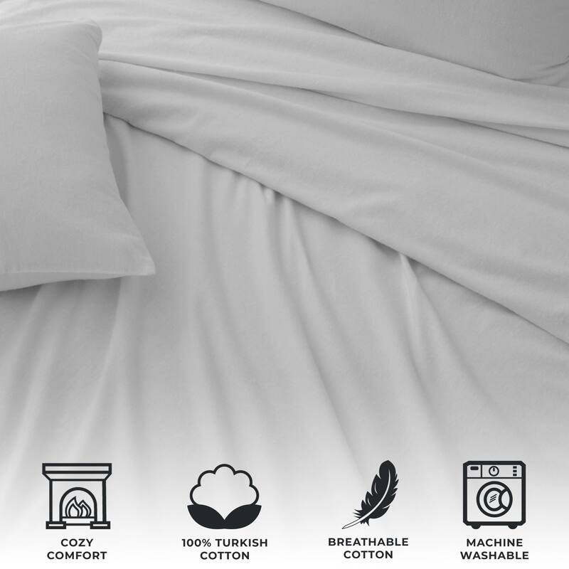 Ultra Soft 100% Turkish Cotton Flannel Double Brushed Solid Sheet Set