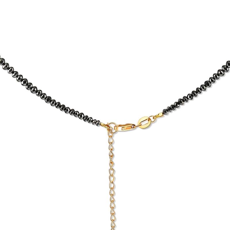 33Ct Black Diamond Necklace in Gold 16" With 2" Extender