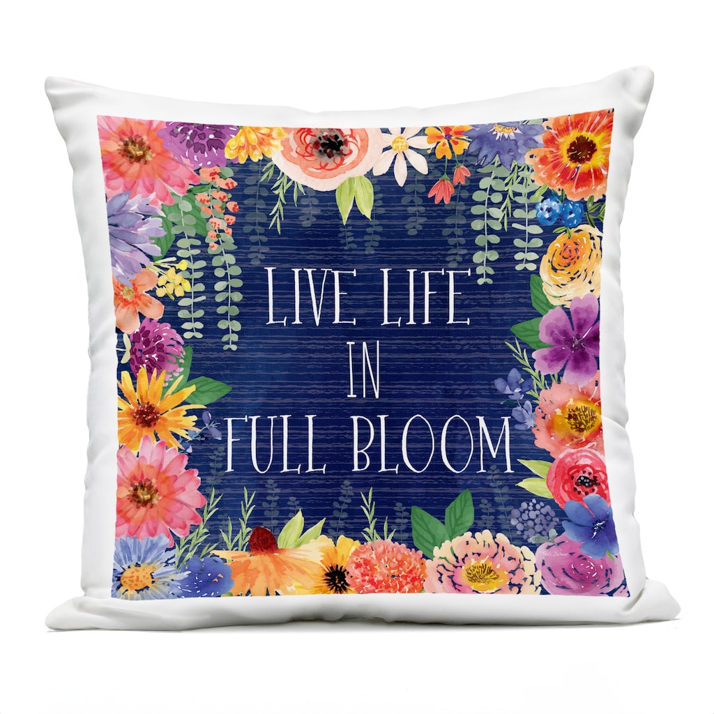 Stupell Live Life in Full Bloom Printed Outdoor Throw Pillow Design by Nicole DeCamp