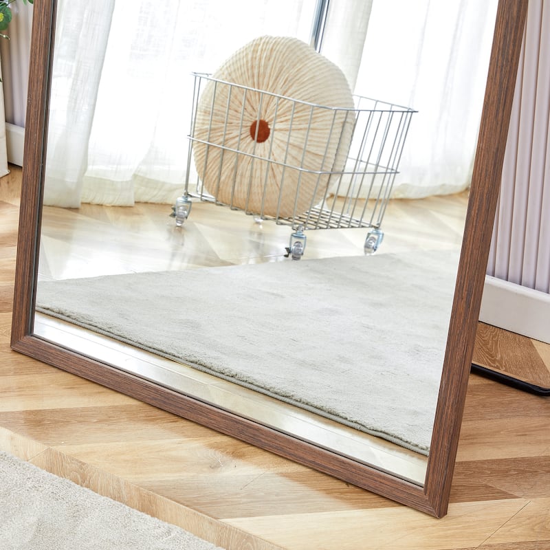 Roomfitters Full-Length Mirror with Black Solid Wood Frame, 71"x31.5" Floor Standing or Wall-Mounted Dressing Mirror