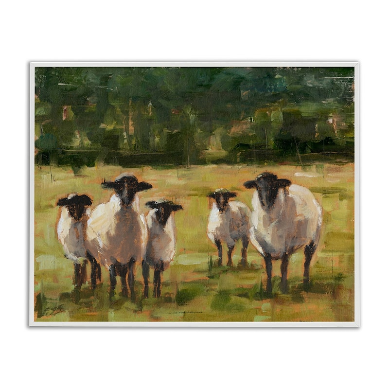 Stupell Flock of Sheep Family Painting Framed Giclee Texturized Art by Ethan Harper - 11 x 14 - White