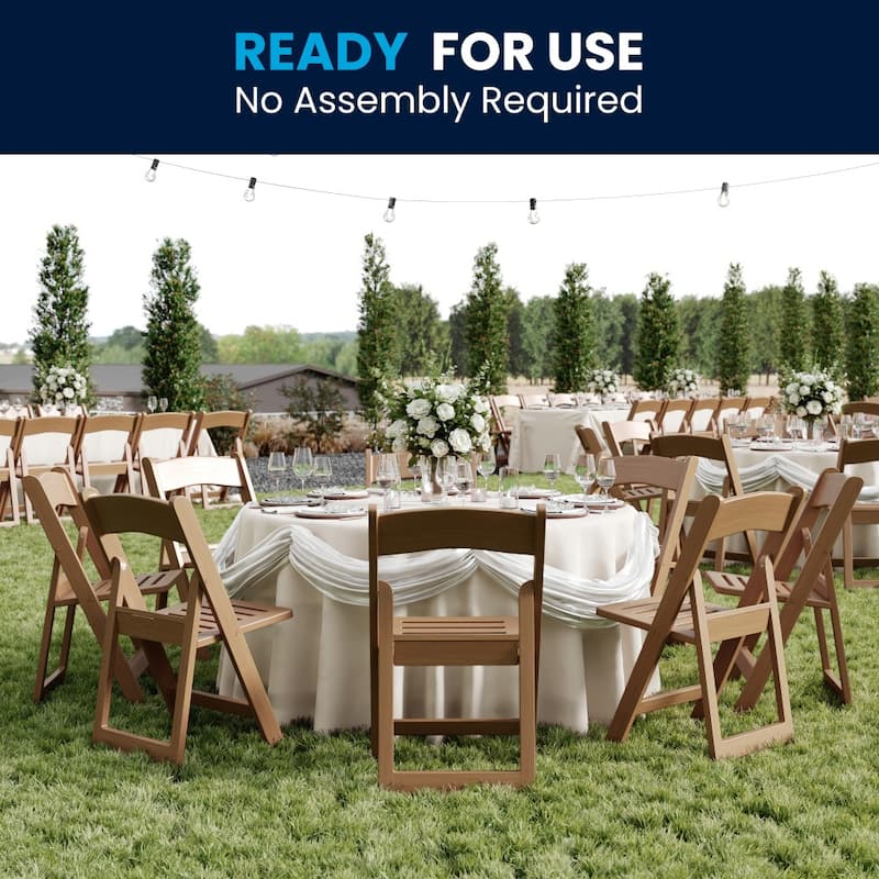 2 Pack 1000 lb. Capacity White Resin Folding Chair with Slatted Seat - 18"D x 17.5"W x 30.75"H