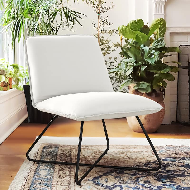 LUE BONA Mid Century Faux Leather Accent Chair With Adjustable Backrest - 31.5'' H X 22.2'' W X 23.6'' D