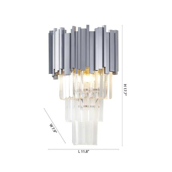 3Light Satin Nickel Stainless Steel Wall Sconce With Clear Hanging