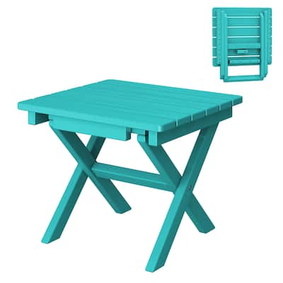 Outdoor Patio HDPE Foldable Side Table, Waterproof & Weather Resistant