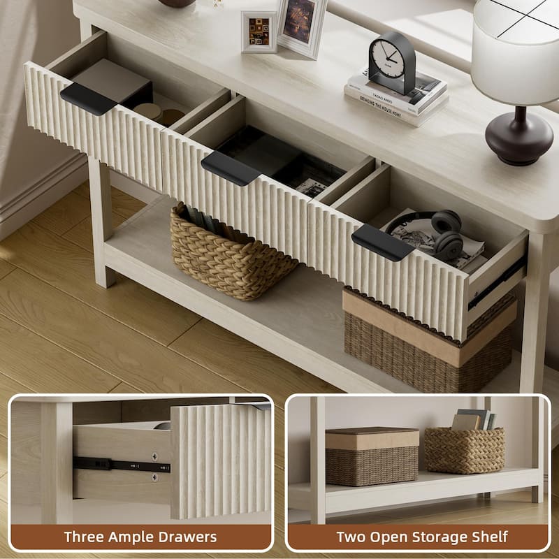 51"Wood Console Sofa Table with 3 Drawers for Living Room