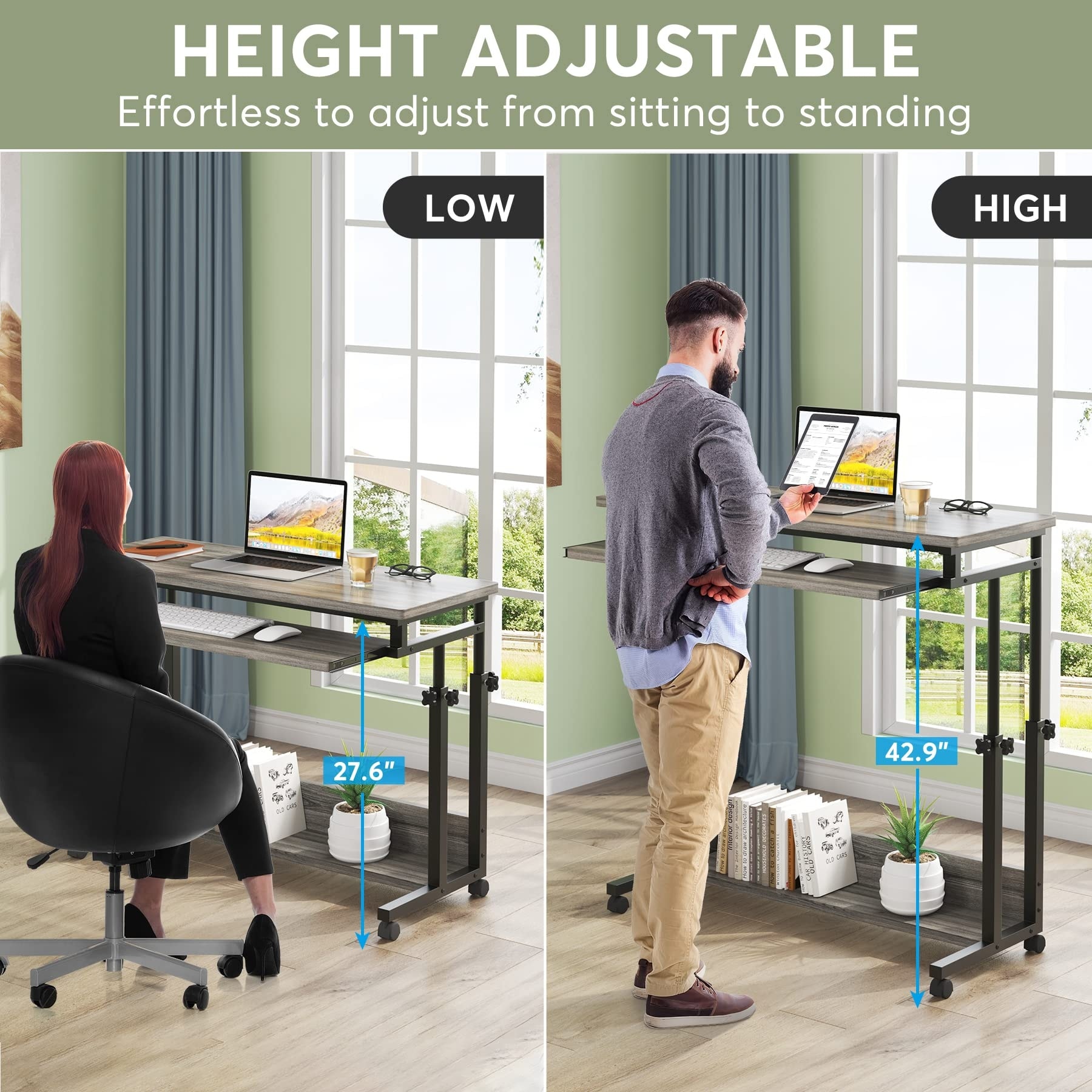  Mobile Standing Desk, Adjustable Laptop Desk Small