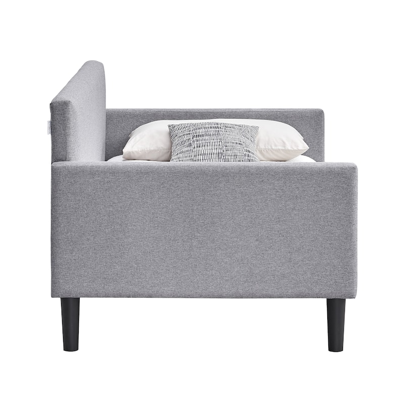 LuXeo Brooklyn Twin Size Upholstered Gray Day Bed - Bed Bath & Beyond ...