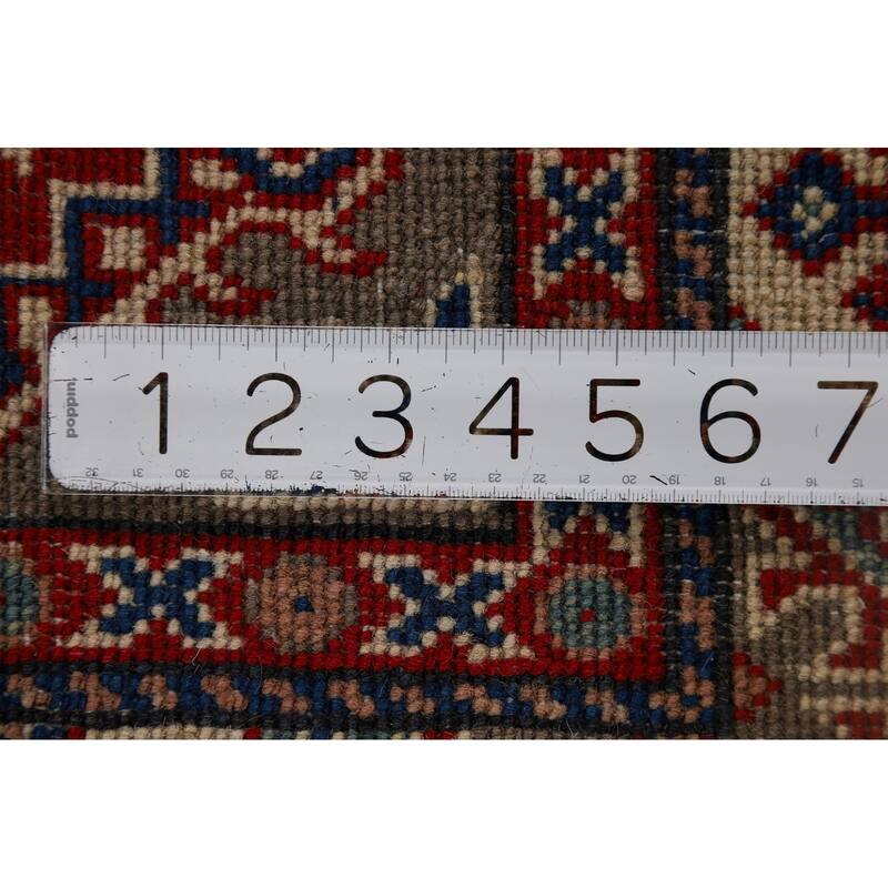 Geometric Brown Kazak Oriental Runner Rug Handmade Wool Carpet - 2'8" x 9'11"