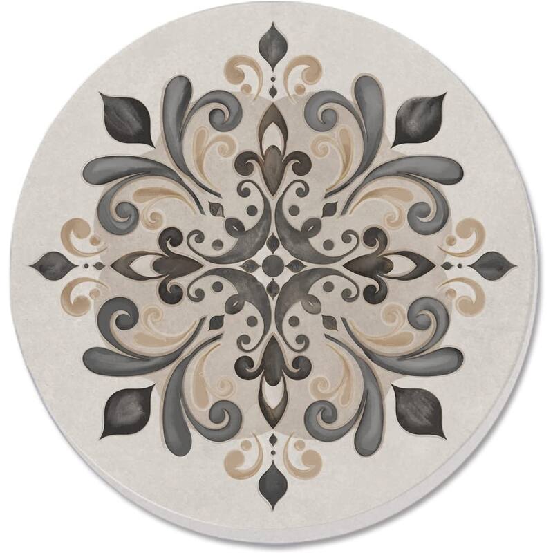 CounterArt Mandala 8 Absorbent Stone Tumbled Tile Coaster Set of 4 Made in The USA Protective Cork Backing - Multi