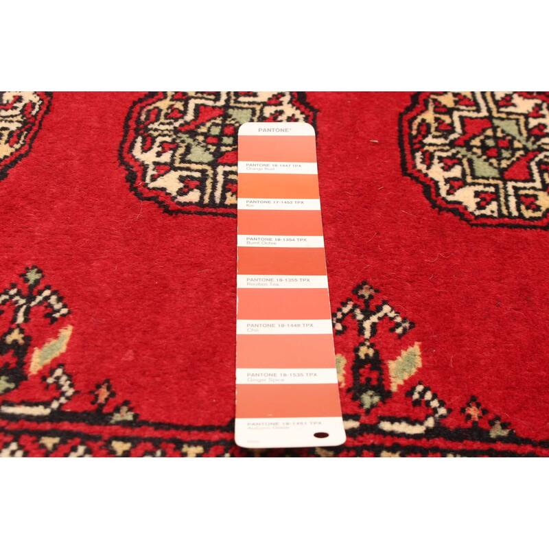ECARPETGALLERY Hand-knotted Peshawar Bokhara Red Wool Rug - 4'7 x 6'8