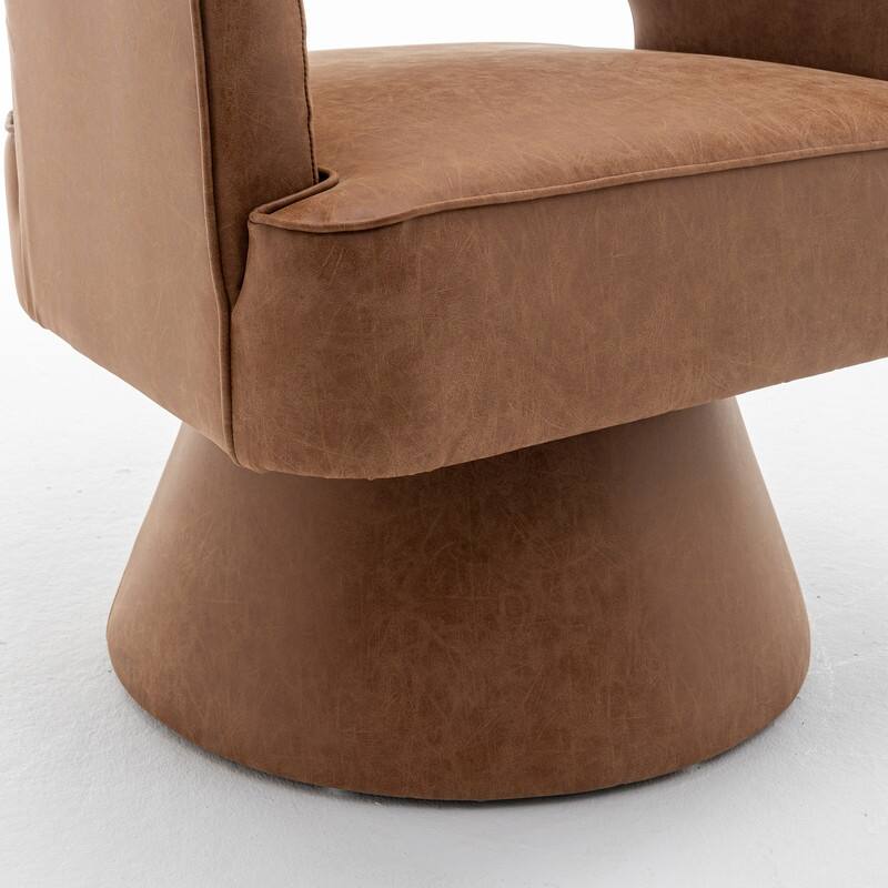 SEYNAR Modern PU Leather 360 Degree Swivel Accent Barrel Chair Set of 2