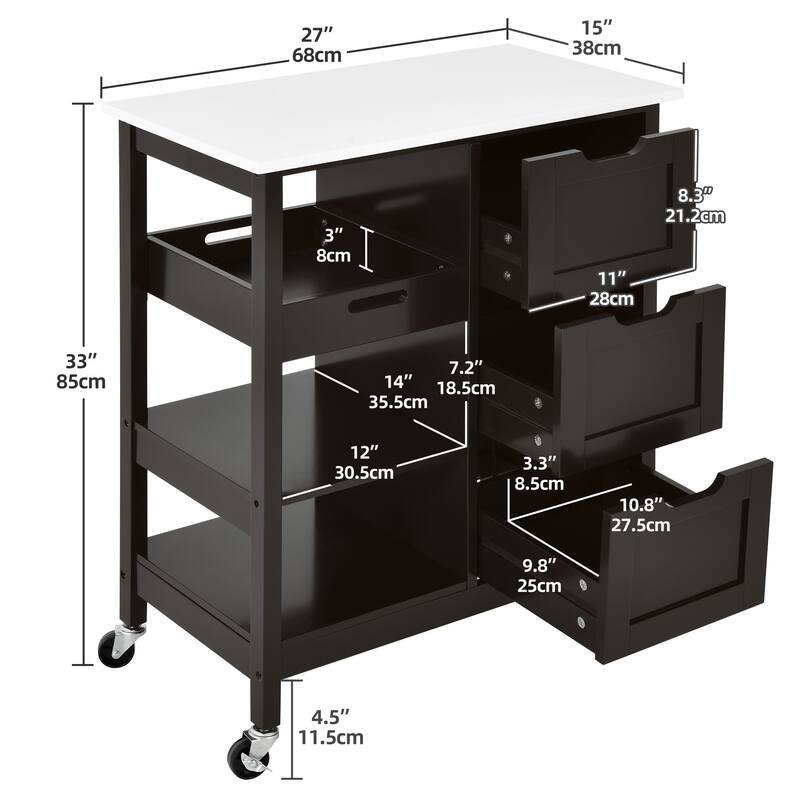 Kitchen Island Cart with Storage, Rolling Kitchen Island e on Wheels with Worktop