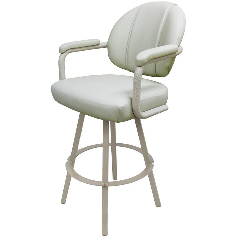 Swivel Metal Bar Stool M-70 on Warren Base - Ocean Beige Vinyl - Beige - Counter Height