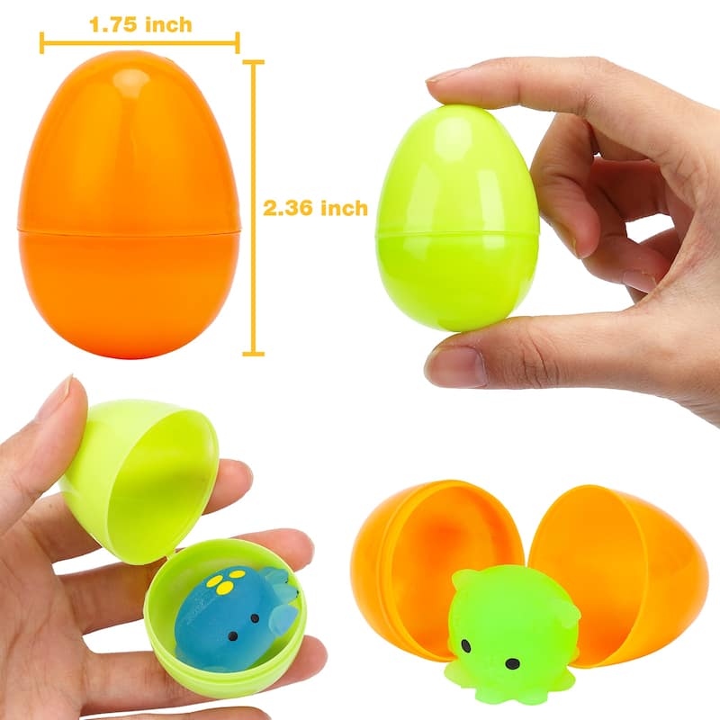 Easter Printed Plastic Eggs Basket Stuffer for Easter Egg Hunt Event, Party Favor Goodie Bags, Scene and Decoration