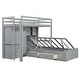 preview thumbnail 19 of 28, Twin Over Twin L-Shaped Bunk Bed with Wardrobe and Bottom Lift Up Hydraulic Bed, Kids Bunk Bedframe w/ Storage Drawers & Shelves