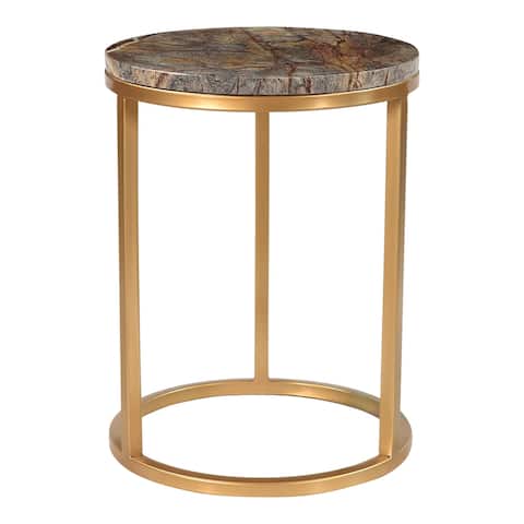 Aurelle Home Marble and Antique Brass Accent Table
