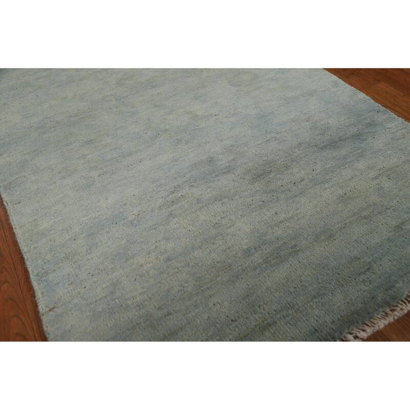 Hand Knotted Oriental 100% Wool Carpet Modern Modern Navy Blue & Blues Gabbeh Area Rug - 4' 1'' X 2' 8''