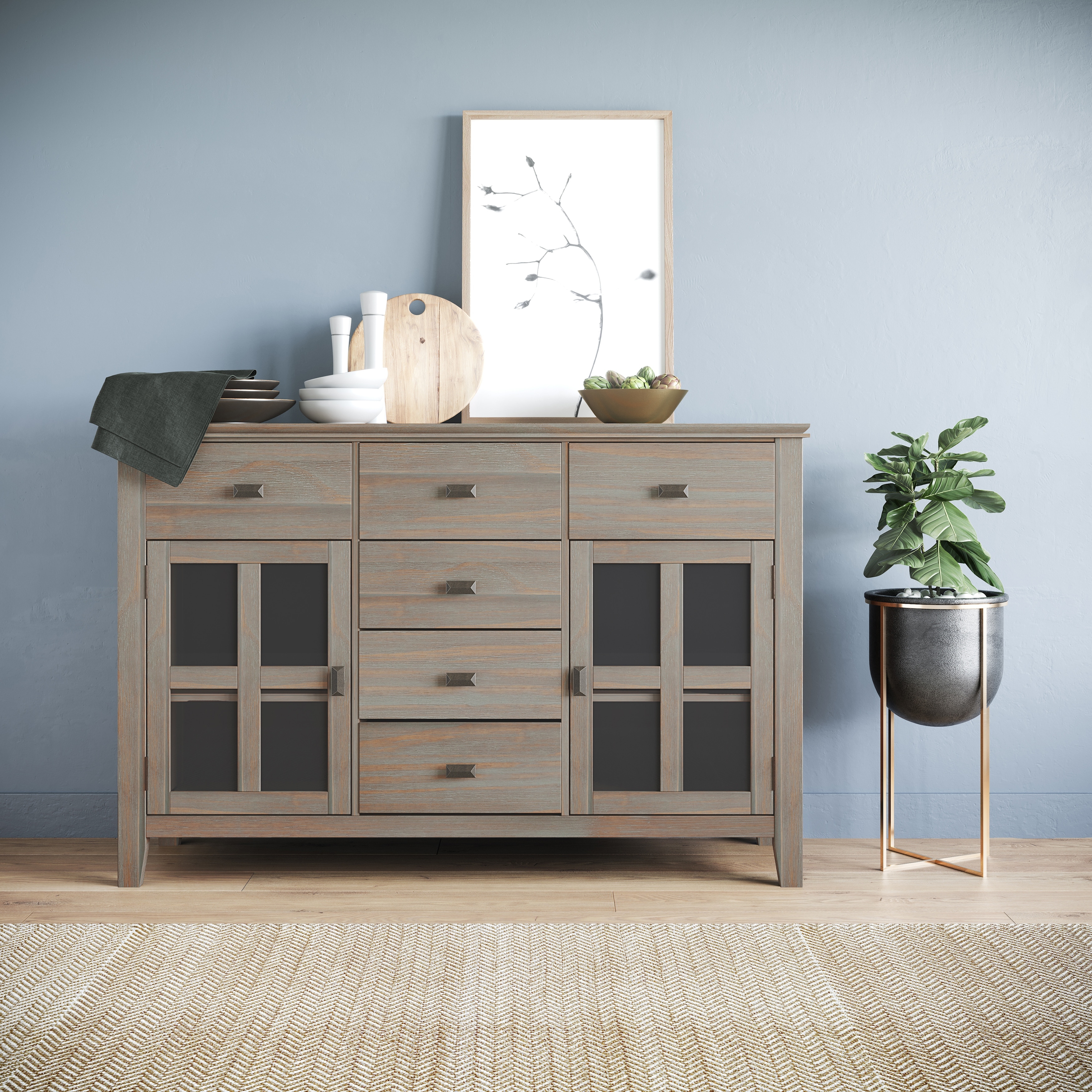Wyndenhall Stratford Solid Wood 54 Inch Wide Contemporary Sideboard Buffet Credenza 54 Inch Wide 54 Inch Wide Overstock 10566211