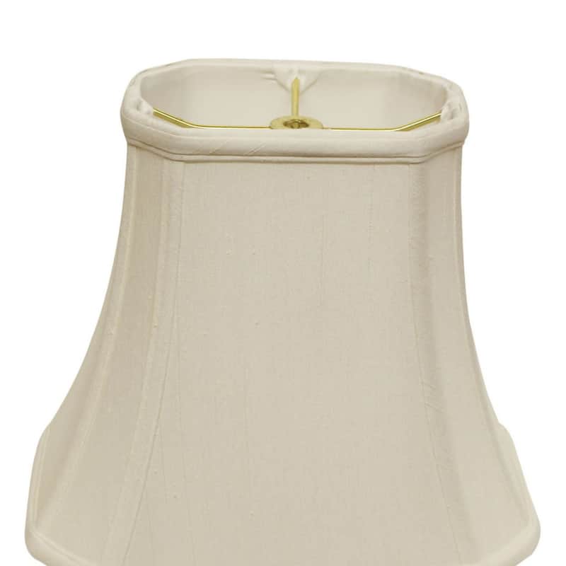 Cut Corner Rectangle Bell Softback Lampshade with Washer Fitter, White Natural Fabric Lampshade for Table Lamps