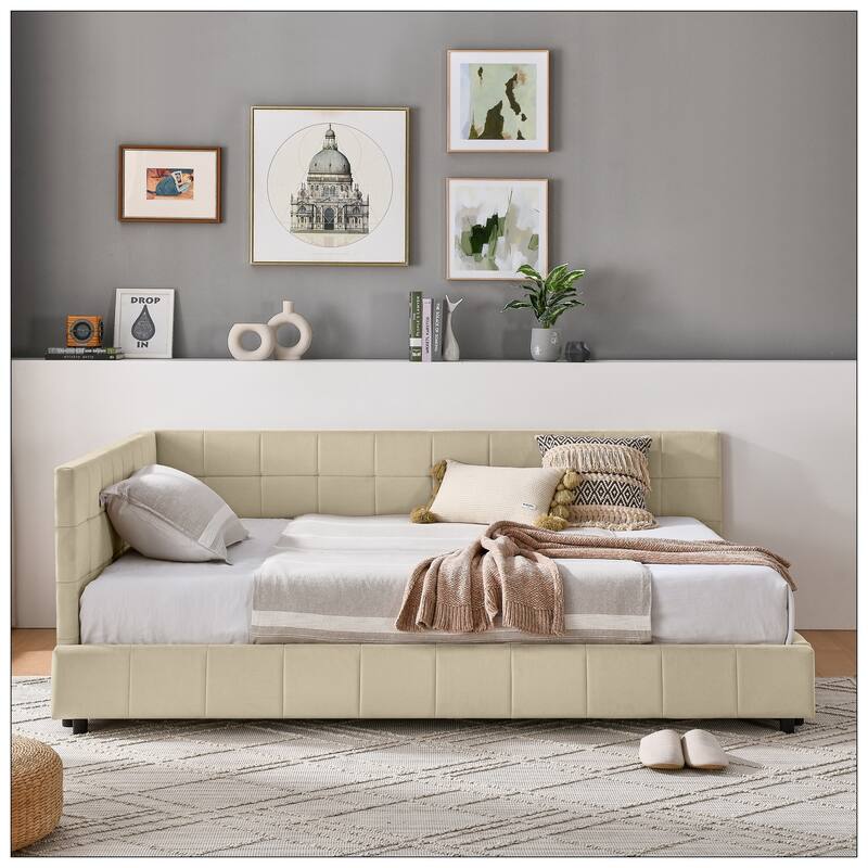 Full Size Upholstered Tufted Bed Frame for Bedroom