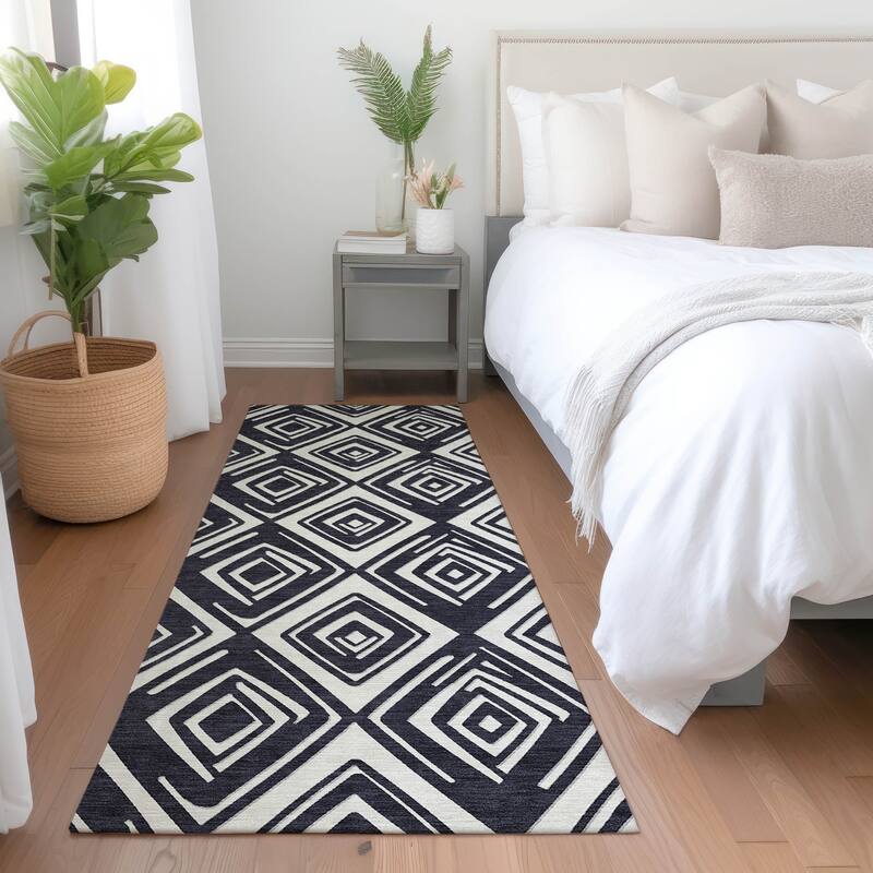 Machine Washable Indoor/ Outdoor Chantille Contemporary Diamonds Rug