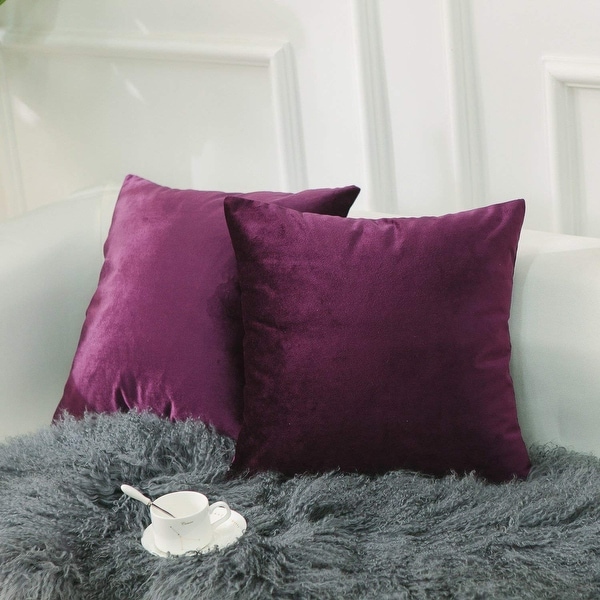 Velvet Throw Pillow Covers Eggplant