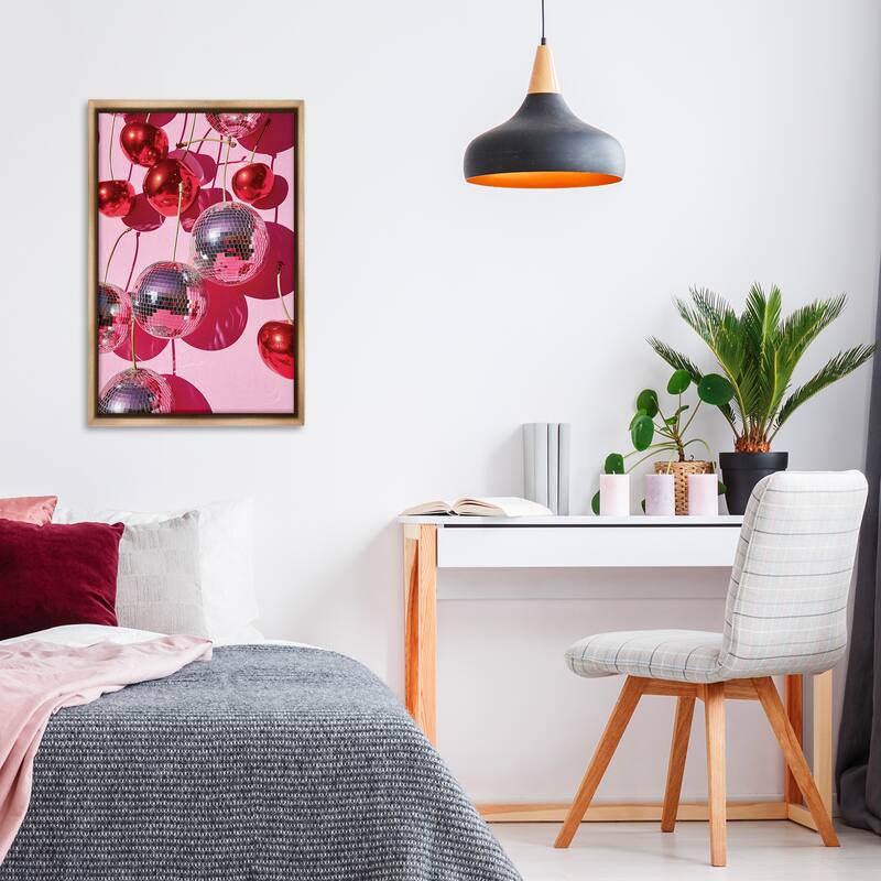 Stupell Cherry Disco Fruits Framed Floater Canvas Wall Art Design By LSR Design Studio