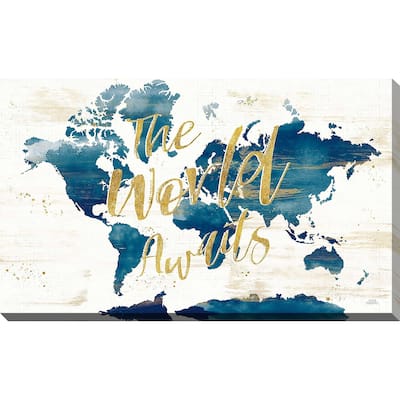 "Desert Blooms Abstact Map The World" by Print on Canvas