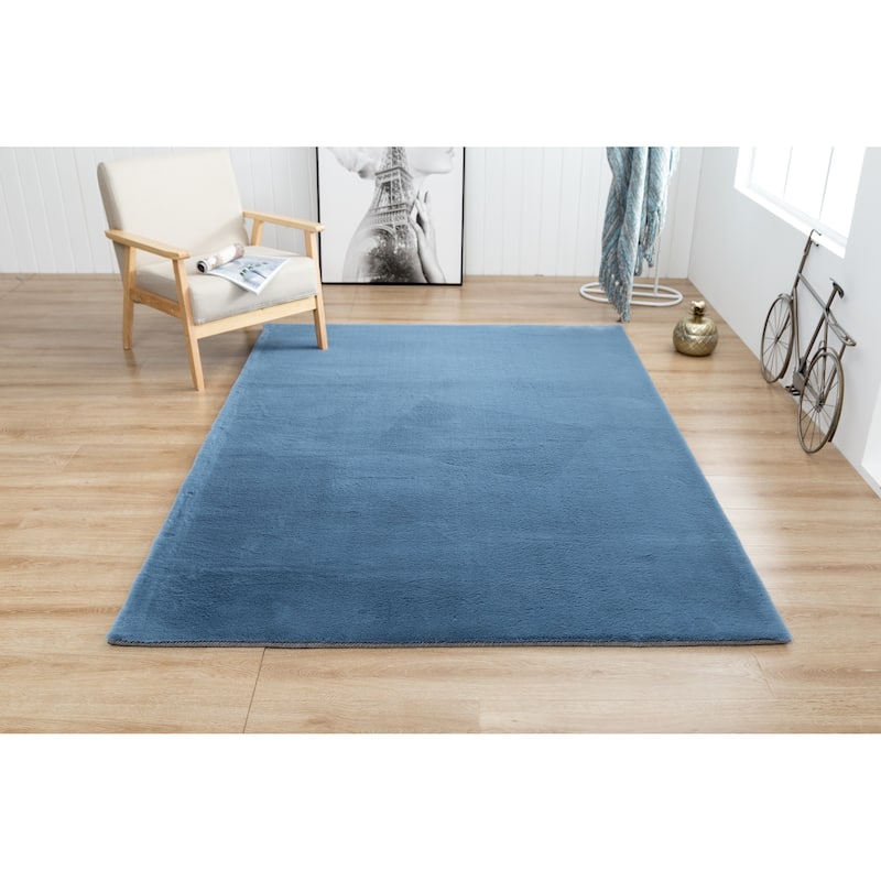 Rabbit-Collection Thick Faux-Fur Area Rug