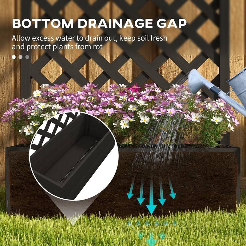 Outsunny Raised Garden Bed with Trellis Lattice, Planter Box with Self Draining Gap, Freestanding Trellis Planter for Plants