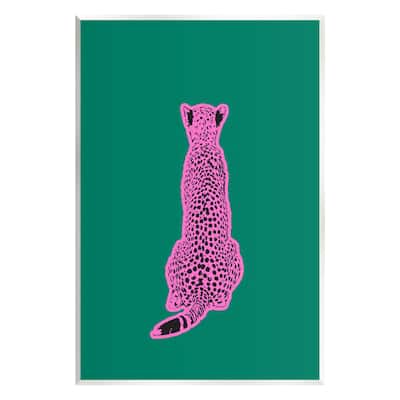 Stupell Pink Cheetah on Green Wall plaque Art design by House of Lulu