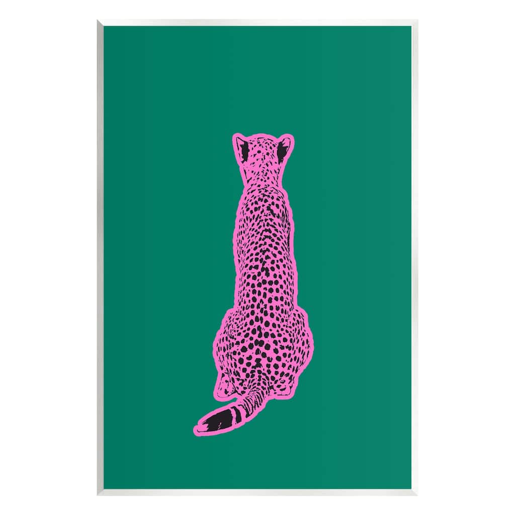 Stupell Pink Cheetah on Green Wall plaque Art design by House of Lulu
