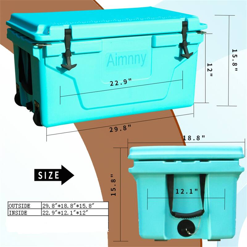 65 Quart Camping Ice Chest Beer Box Outdoor Fishing Cooler W/ Wheels