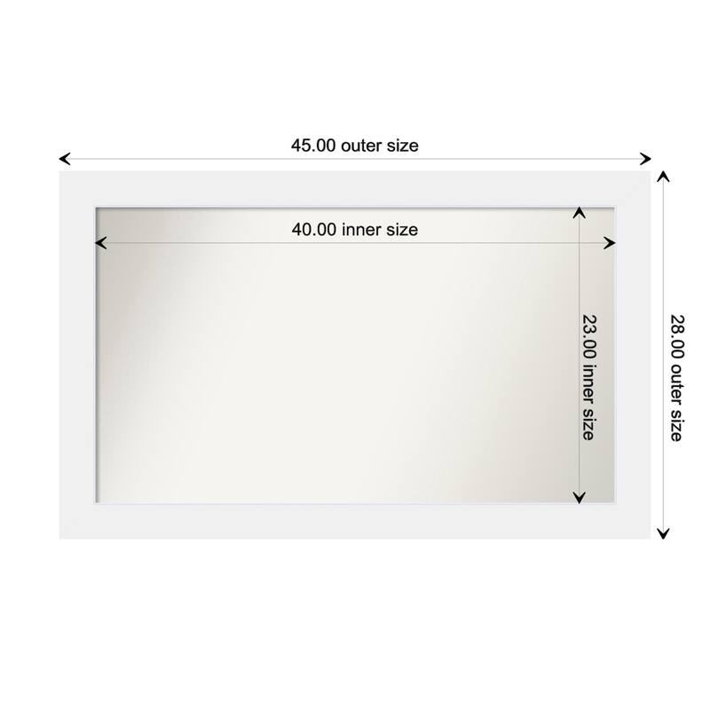Corvino White Framed Non-Beveled Custom Wall Mirror, Bathroom Vanity Mirror - Outer Size: 45 x 28