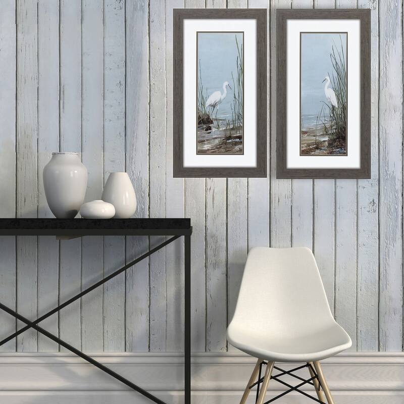 Island Egret S/2 Framed Art Under glass