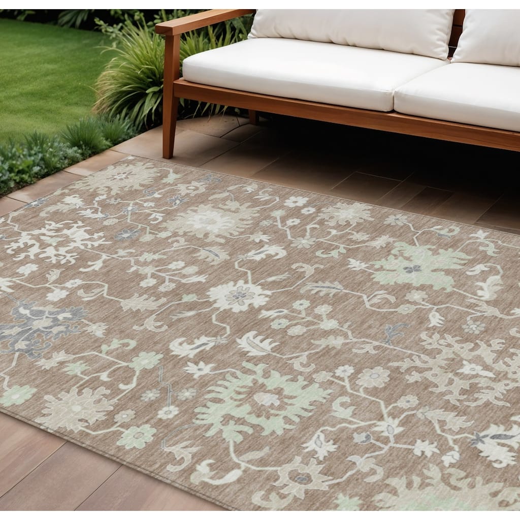 HomeRoots Floral Transitional Rectangle Outdoor Rug