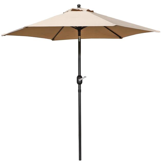 8' Outdoor Patio Steel Market Umbrella with Push Button Tilt and Crank - Khaki
