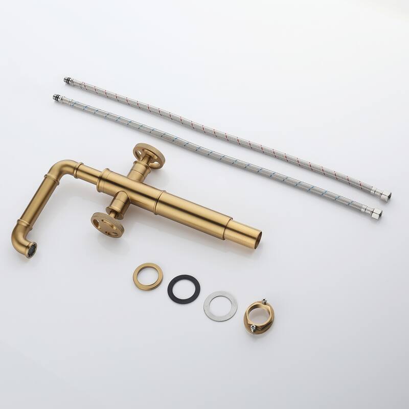 Modland Single Hole Bathroom Faucet with Dual Handle Deck Mounted Faucet 360° Swivel Spout