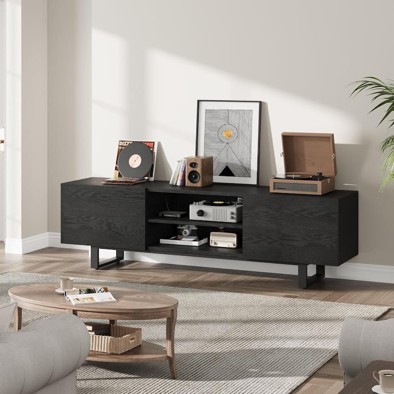 Modern 70" Entertainment Center TV Stand for 65/75/80 Inch TV with 2 Drawers & Open Shelves - N/A